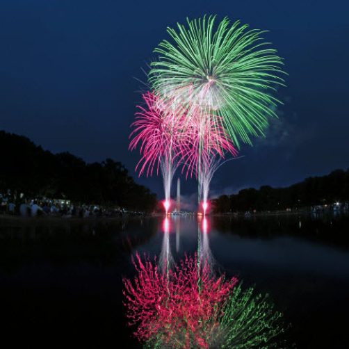 Fireworks Over Reflecting Pond - Garden State Fireworks